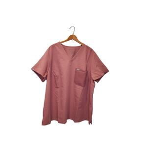 NWT Figs Womens Mauve Catalina Contrast One Pocket Scrub Top Size 4XL